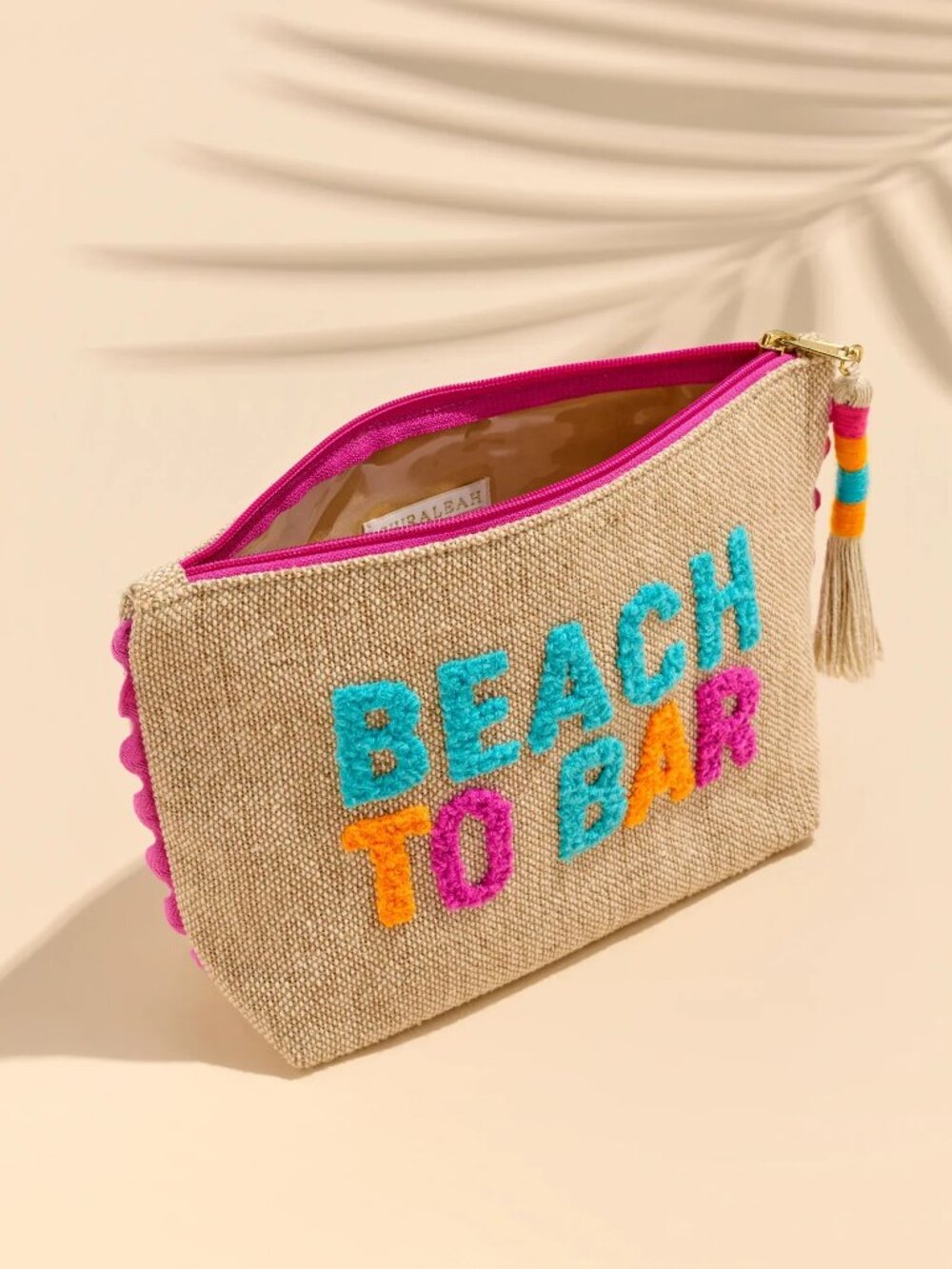 Shiraleah Brand New w/ Tags" Beach To Bar": Embroidered Zip Pouch "NWT